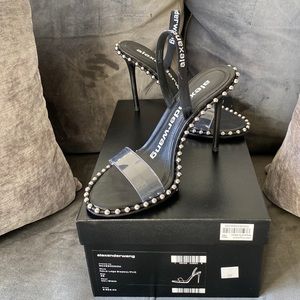 Alexander Wang Nova logo heel sandal! Worn once. Excellent condition. Size 6.